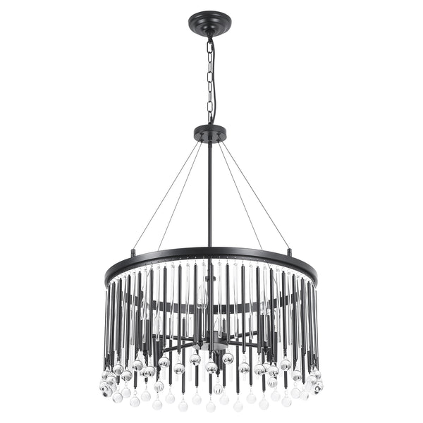 Velroa 6-Light Dimmable Crystal Transitional Drum Shaded Chandelier (24")