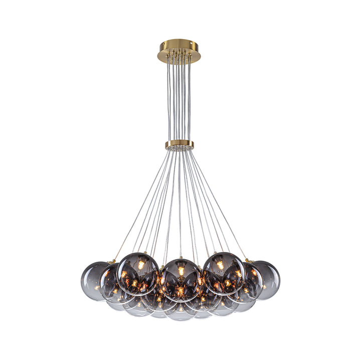 Dresqui 19-Light Dimmable Ribbed Glass Bubble Transitional Chandelier (30") Brightelier