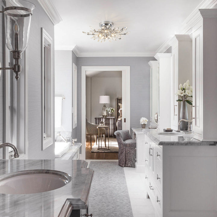 Fiorene 4-Light Crystal Linear Industrial Semi-Flush Mount (21") My Store