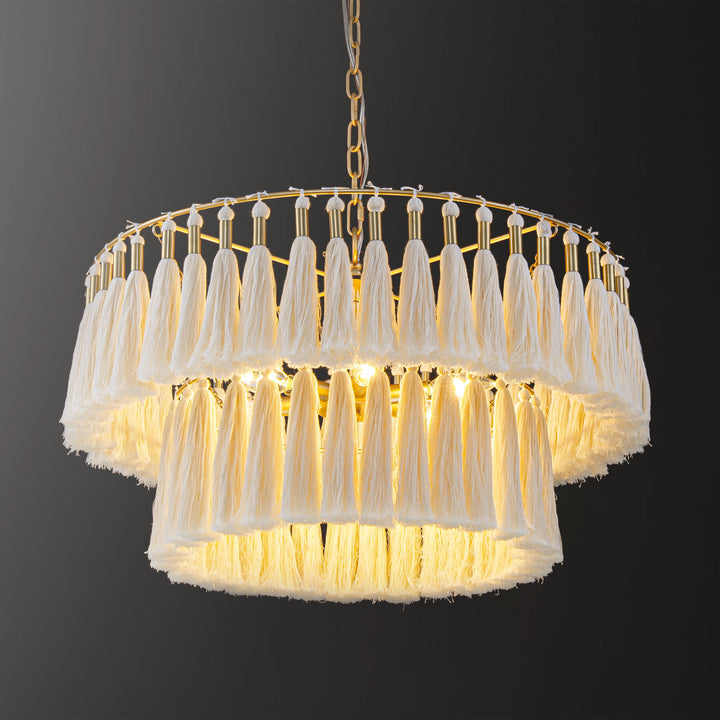 Brilune 6-Light Dimmable Fabric Bohemian Round Chandelier (23") My Store