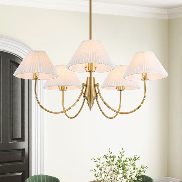 Wesley 5-Light Sputnik Cluster Cone Fabric Shade French Country Chandelier (37") Brightelier