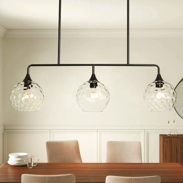 Noctura 3-Light Linear Clear Textured Glass Modern Pendant (39") My Store