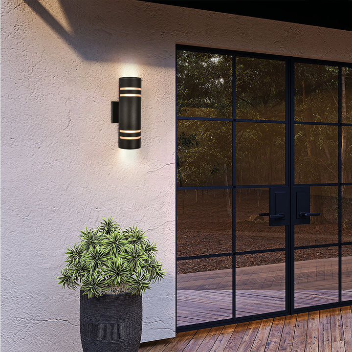 Zenthra 2-Light Dimmable Aluminum Industrial Cylinder Outdoor Wall Sconce (13") My Store