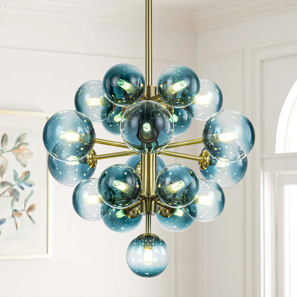 Lumiere 19-Light Dimmable Tiered Glass Globes Coastal Chandelier (21")