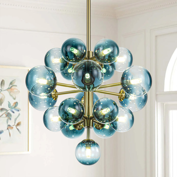 Lumiere 19-Light Dimmable Tiered Glass Globes Coastal Chandelier (21") My Store