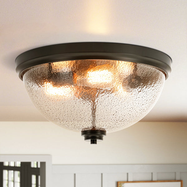 Velthra 3-Light Dimmable Glass Traditional Dome Flush Mount(16") My Store