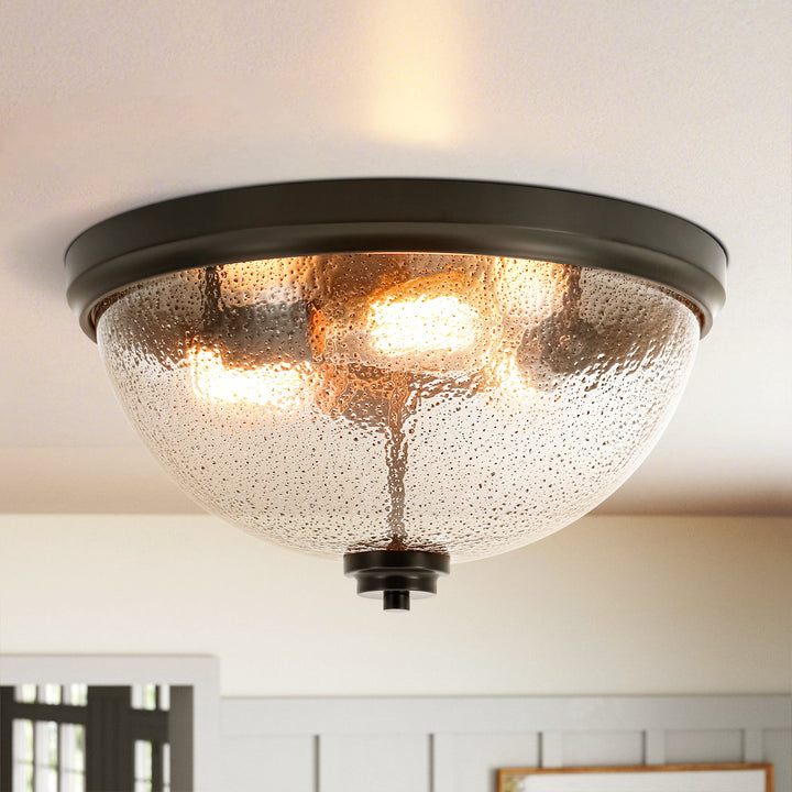 Velthra 3-Light Dimmable Glass Traditional Dome Flush Mount(16") My Store