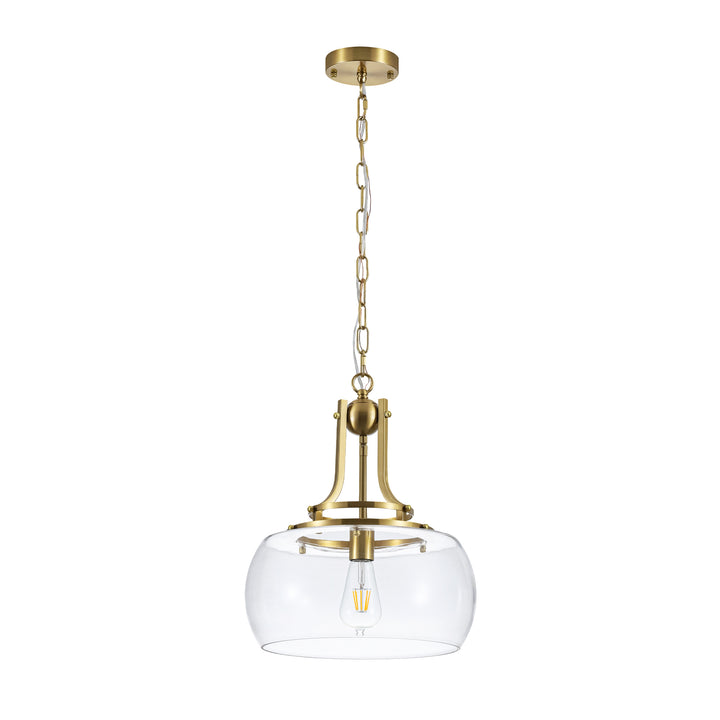 Velune 1-Light Dimmable Clear Glass Dome Pendant Light (14") Brightelier