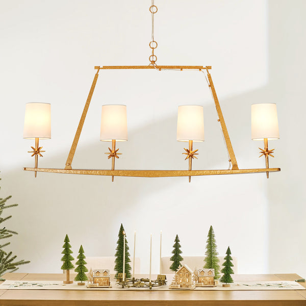 Tenvarn 4-Light Dimmable Fabric Boho Shaded Kitchen Island Chandelier (48")