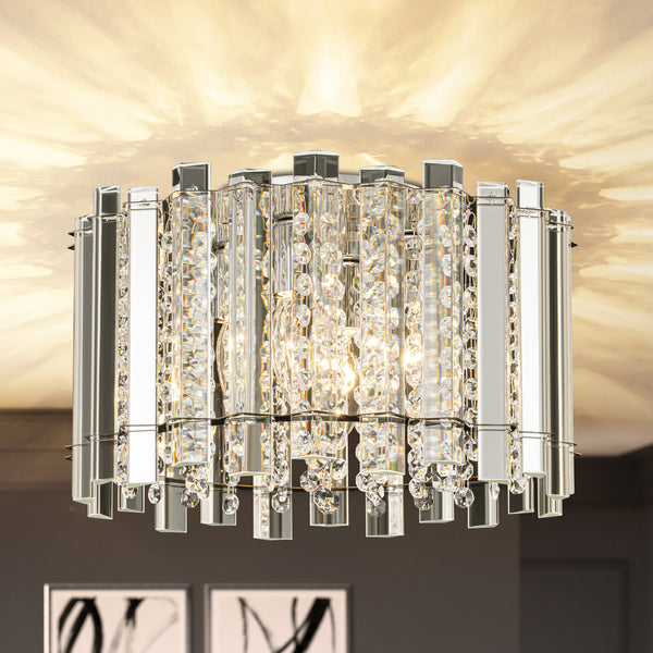 Brindlea 4-Light Cylinder Drum Crystal Flush Mount (14")