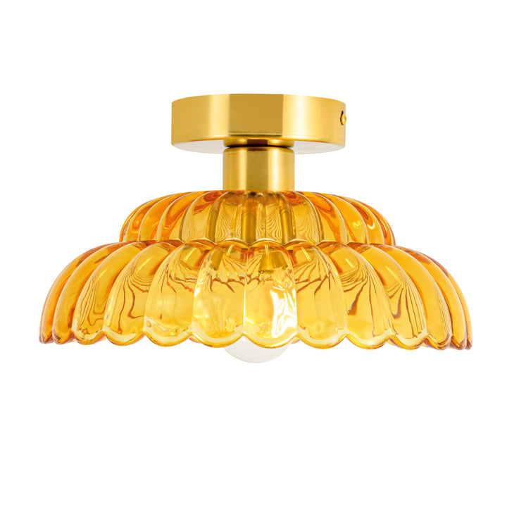 Velthra 1-Light Dimmable Glass Vintage Shaded Flush Mount(11") My Store
