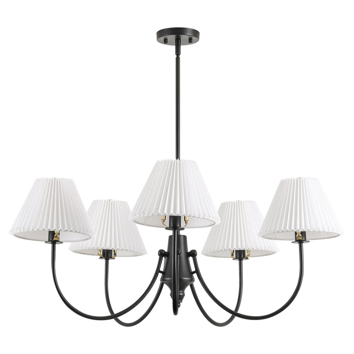 Wesley 5-Light Sputnik Cluster Cone Fabric Shade French Country Chandelier (37") Brightelier