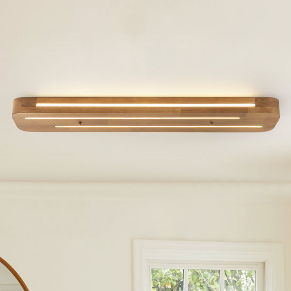 Lumisca 1-Light Dimmable Wood LED Transitional Rectangular Flush Mount (39")