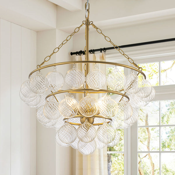 Cavoya 4-Light Dimmable Glass Traditional Bubble Chandelier (22")