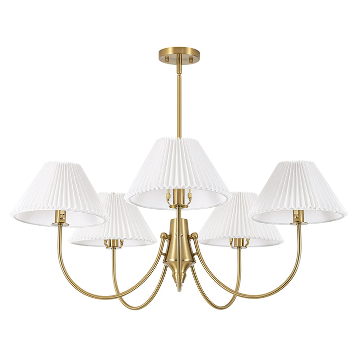 Wesley 5-Light Sputnik Cluster Cone Fabric Shade French Country Chandelier (37") Brightelier