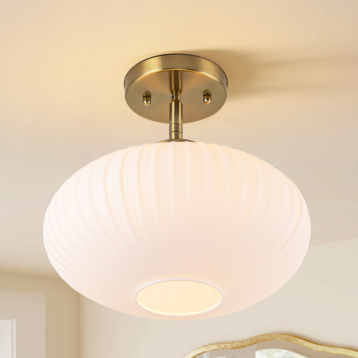 Brillara 1-Light Lantern Shape Semi-Flush Mount Light (12") Brightelier