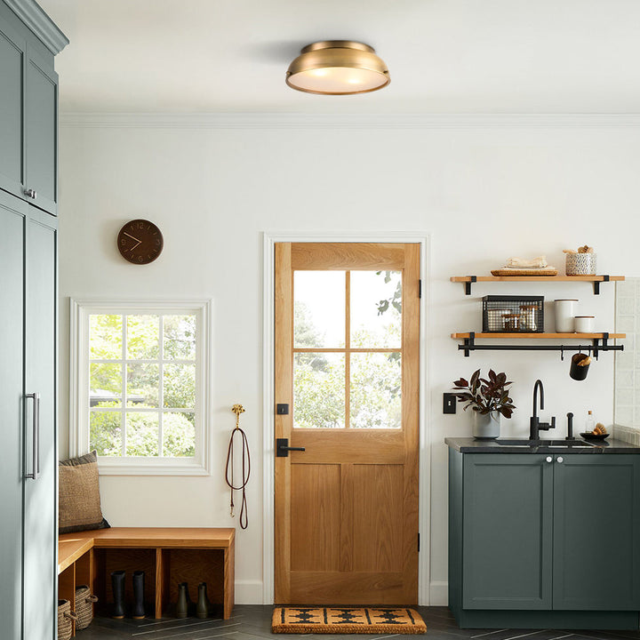 Lumisca 2-Light Aged Brass Contemporary Glam Flush Mount Light (14") My Store