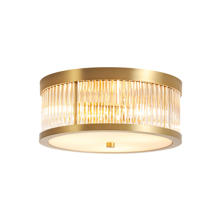 Zylla 3-Light Dimmable Glass Transitional Drum Flush Mount (12") My Store