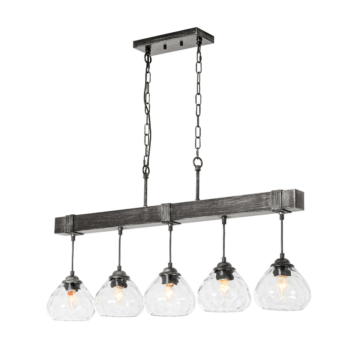 Zenvia 5-Light Dimmable Glass Transitional Linear Chandelier(39") My Store