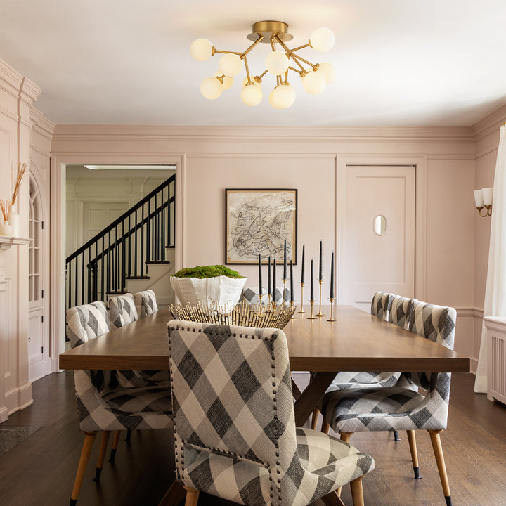 Neboola 15-Light LED Sputnik Cluster Frosted Bubble Transitional Semi-Flush Mount  (24") Brightelier