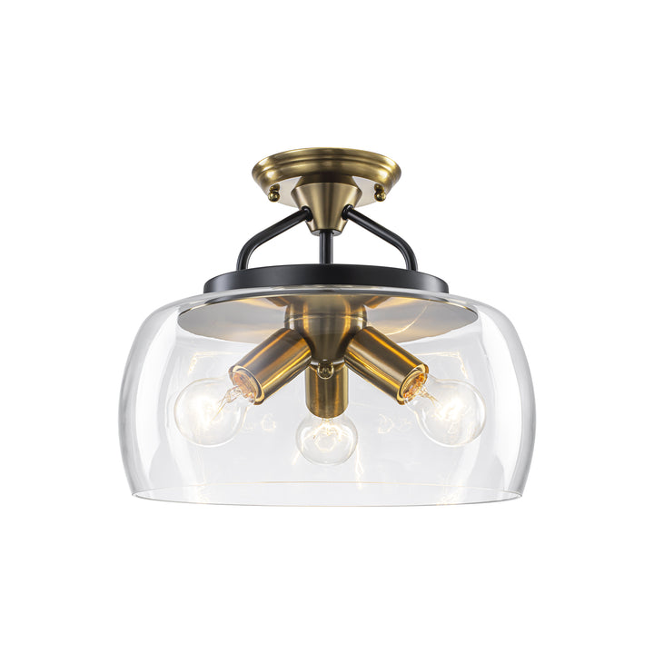 Mirevo 3-Light Dimmable Clear Glass Dome Transitional Modern Pendant (13") Brightelier