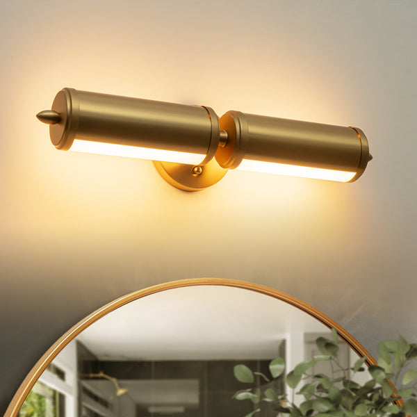Noctura 1-Light Dimmable Led Vintage Brass Glossy Opal Glass Vanity Light (20") Brightelier