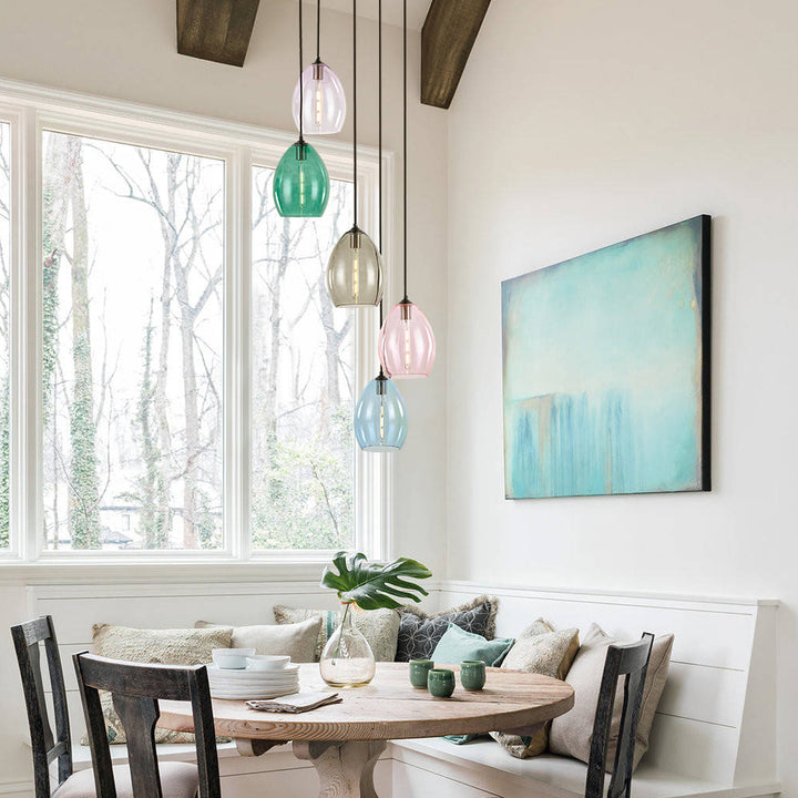 Floatiq 5-Light Tinted glass Teardrop Mid-Century Modern Pendant (20") Brightelier