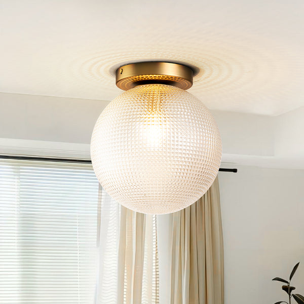 Brindlea 1-Light Dimmable Textured Glass Globe Flush Mount (10")