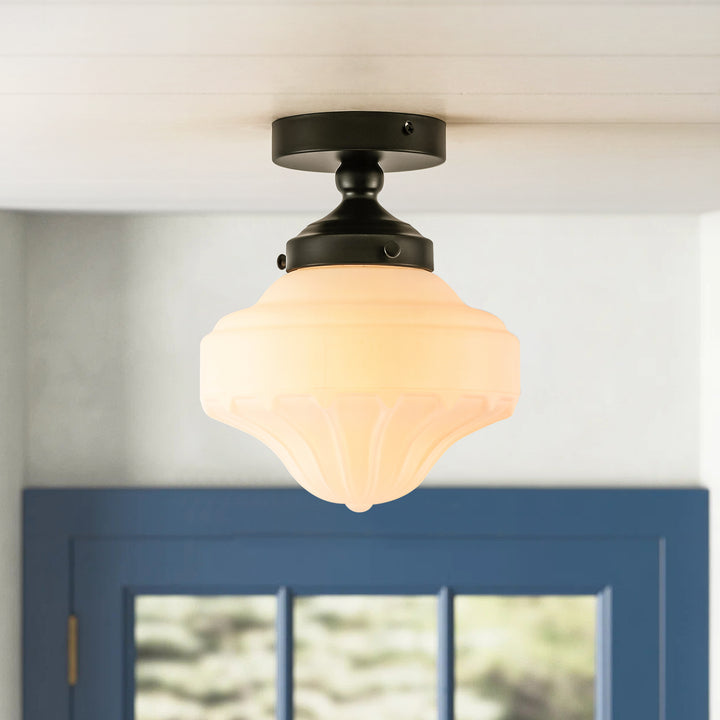 Terrana 1-Light lce-cream Semi-FlushMount Ceiling Light (9") Brightelier