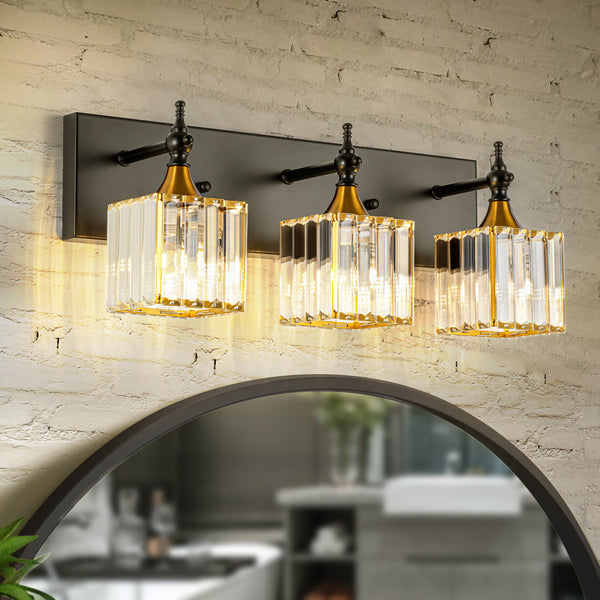 Ballora 3/4-Light Dimmable Glam Crystal Vanity Light (19"-26")