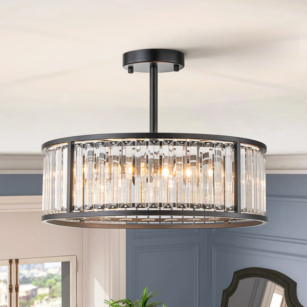 Virelle 8-Light Drum Crystal Modern Semi-Flush Mount (20")