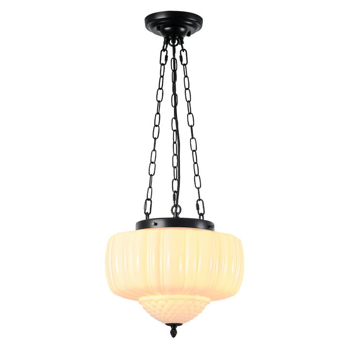 Axuvia 1-Light White Schoolhouse Traditional Pendant (15") Brightelier