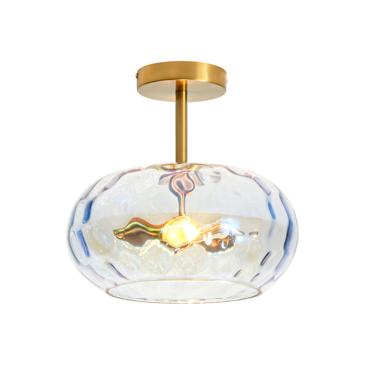 Brillara 1-Light lridescent Water Ripple Glass Semi-Flush Mount Light (12") Brightelier