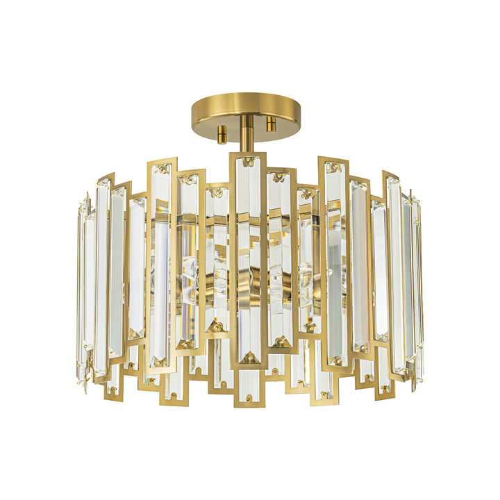 Brindlea 5-Light Cage Cylinder Drum Modern Glam Semi-Flush Mount (14") Brightelier