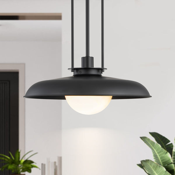 Sparnix 1-Light Linear Opal Bowl Glam Pendant (16")