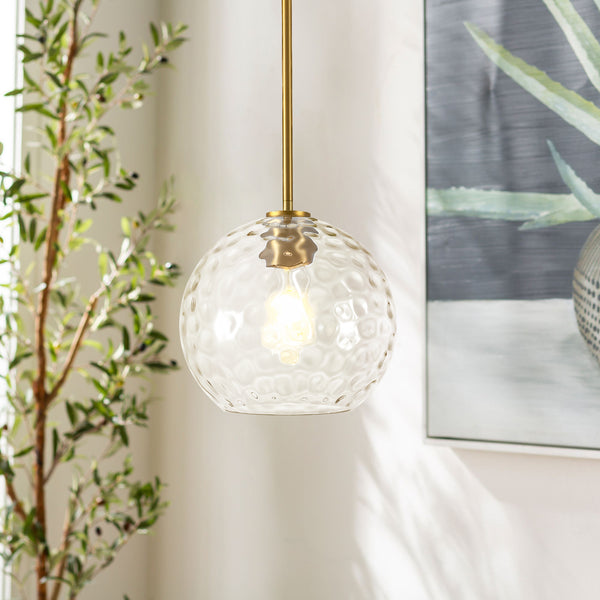 Brillara 1-Light Dimmable Stone-Pattern Glass Minimalist Dome Pendant (9") My Store