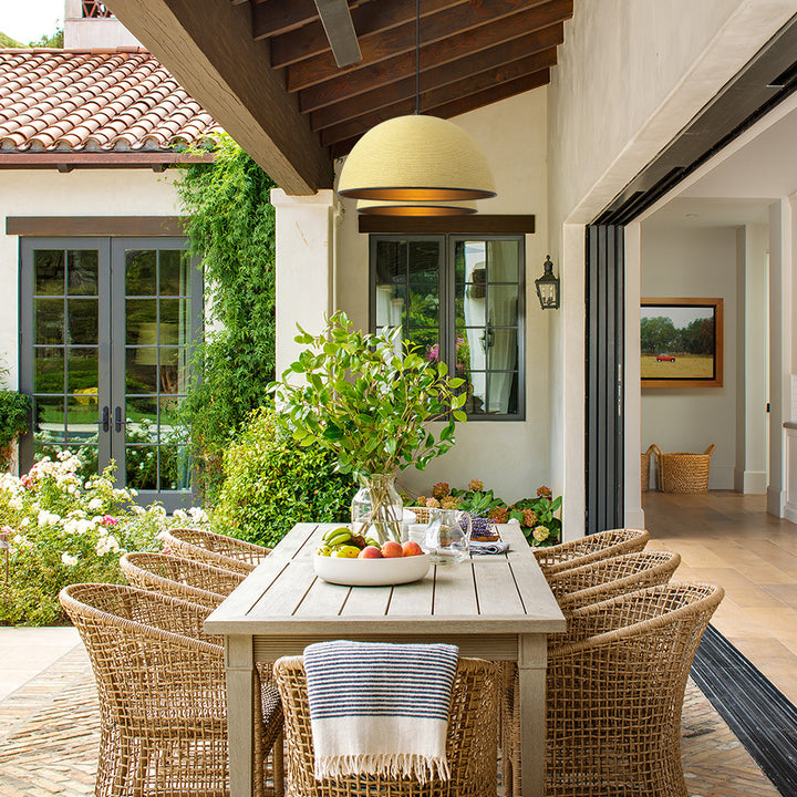 Trelis 1-Light Hand Woven Rope Dome Farmhouse Pendant (16") Brightelier