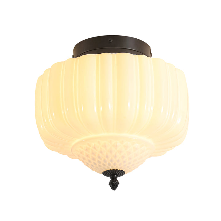 Terrana 1-Light Geometric Textured Glass Mid-Century Modern Flush Mount (13") Brightelier