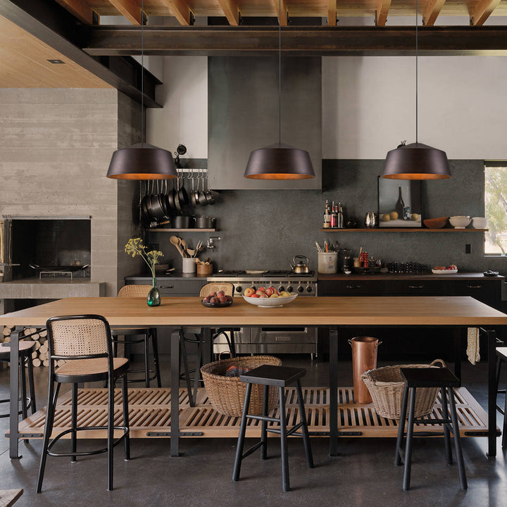 Noctiva 1-Light Antique Brown Dome Industrial Pendant (21") Brightelier