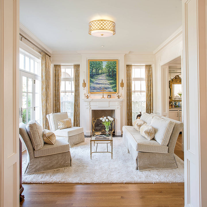 Rondira 3-Light Drum Mid-Century Modern Flush Mount (18") Brightelier