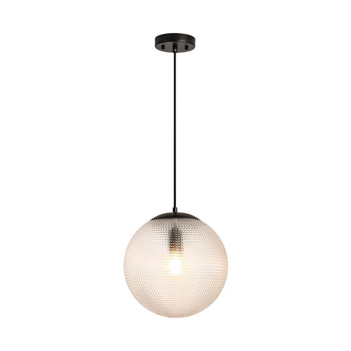 Brillara 1-Light Dimmable Diamond Pattern Glass Vintage Globe Pendant (11") My Store