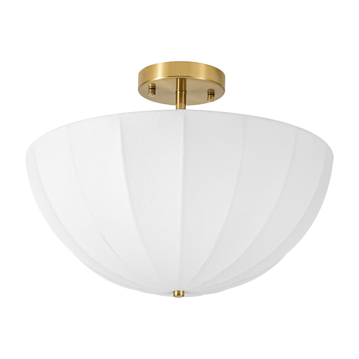 Terrana 3-Light Umbrella Fiber Shade Brass Vintage Ceiling Light (18") Brightelier