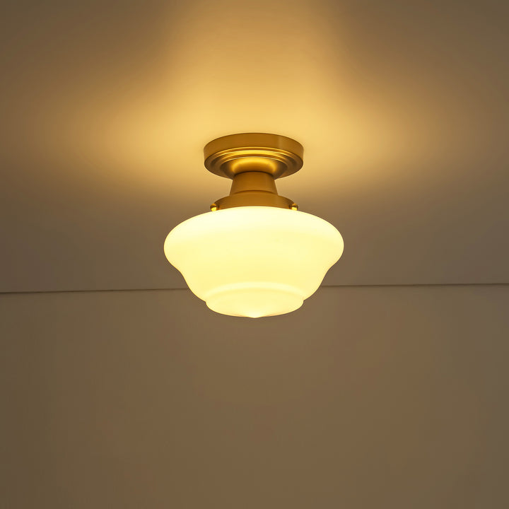 Terrana 1-Light Opal Modern Modern Semi-Flush Mount (12") Brightelier