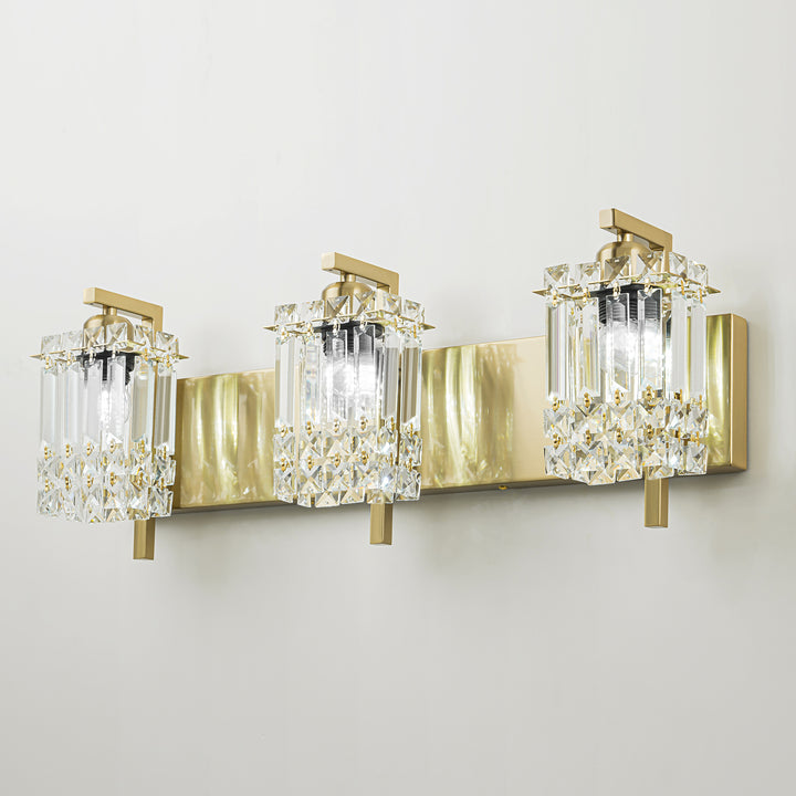 Glam Vanity Wall Sconce 3-Light Crystal Fixture

3-Light Bathroom Crystal Wall Light with Polished Finish

Crystal Glam 3-Light Sconce with Square Backplate

Elegant Crystal 3-Light Vanity Wall Sconce for Bathrooms

Modern 3-Light Crystal Sconce with Rainbow Sparkle

3-Light Crystal Wall Fixture for Modern Glam Bathrooms

Refined Crystal 3-Light Vanity Light for Over Mirror

Glamorous 3-Light Crystal Wall Light for Vanity Space