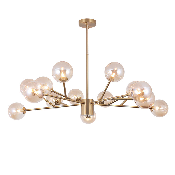 Veylin 15-Light Dimmable Glass Sputnik Modern Linear Chandelier (45") Brightelier