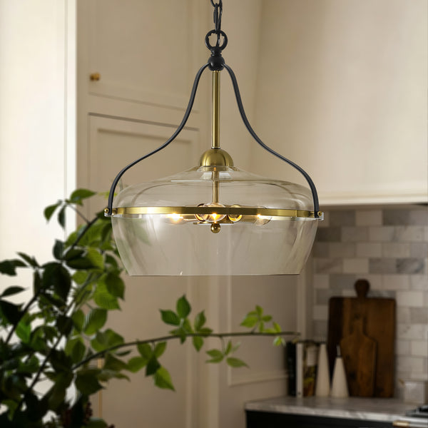 Trelham 3-Light Dimmable Glass Traditional Lantern Chandelier (16") My Store