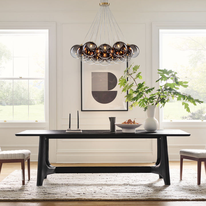 Dresqui 19-Light Dimmable Ribbed Glass Bubble Transitional Chandelier (30") Brightelier