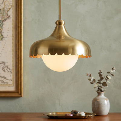 Brillara 1-Light Brass Scalloped Shade Pendant (10