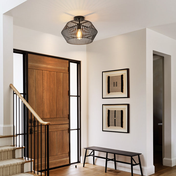 Arcluna 1-Light Dimmable Lantern Industrial Flush Mount (16") Brightelier