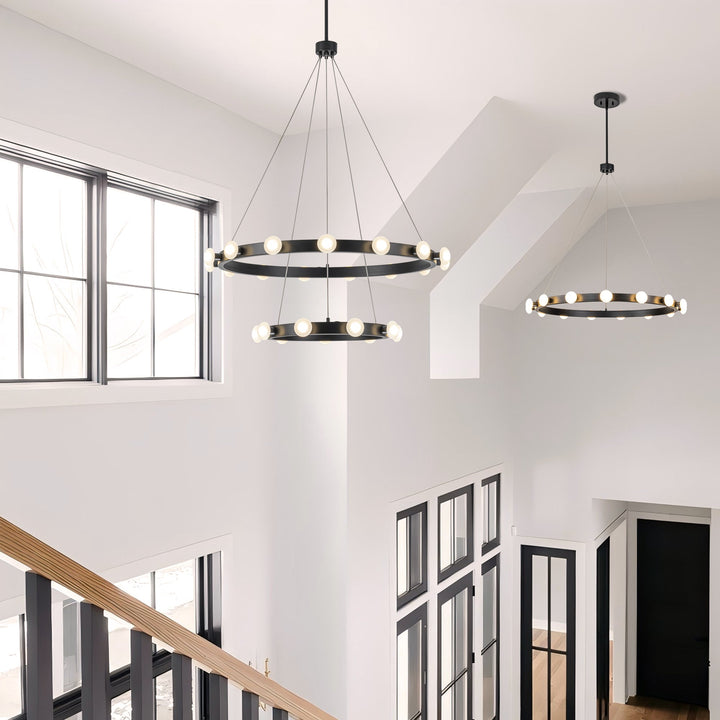 Glintory 24-Light LED Wagon Wheel Integrated Modern Chandelier (34") My Store